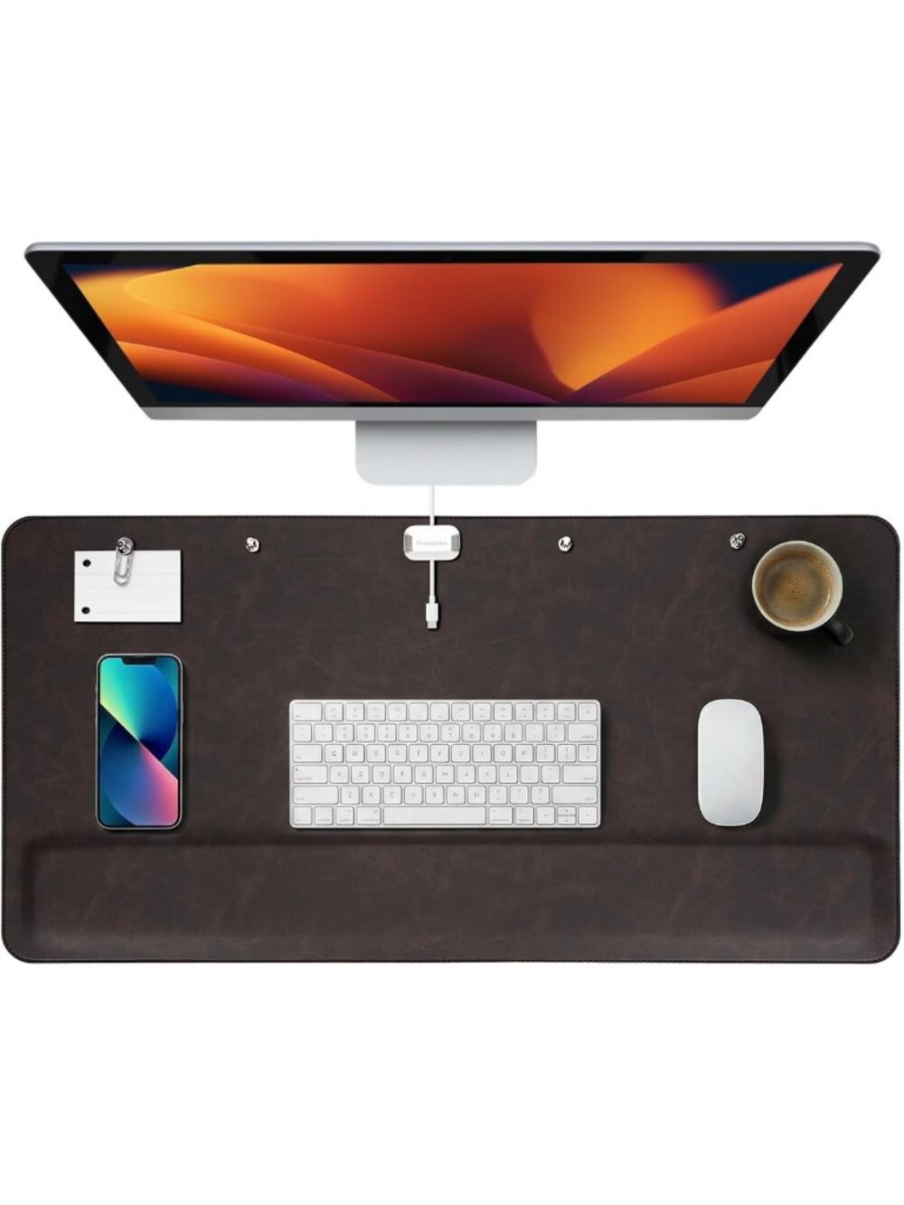 Premium Magnetic Desk Mat with Wrist Support, Waterproof Non-Slip Organizer for